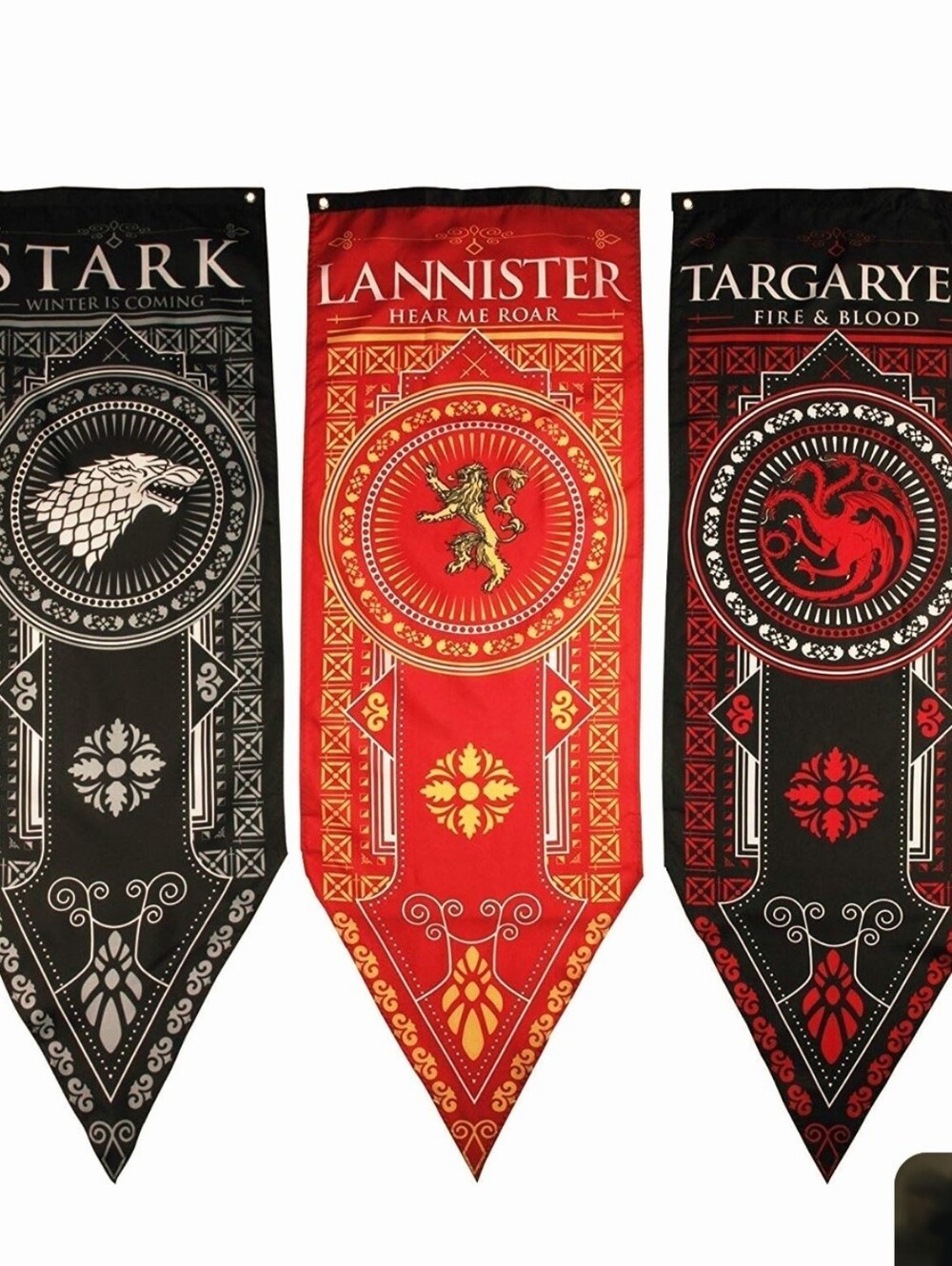 NWT: Game of Thrones🫅 House Banner 3 Pk: House Targaryan, Stark,Lannister Decor
